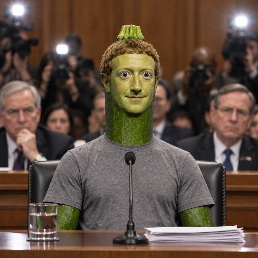 The zucchini seated at a congressional hearing table with a microphone